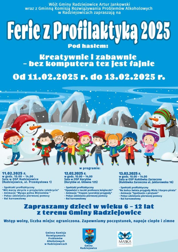 Plakat akcji Ferie z profilaktyką