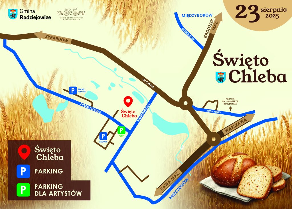 Mapka lokalizacji wydarzenia, parkingi