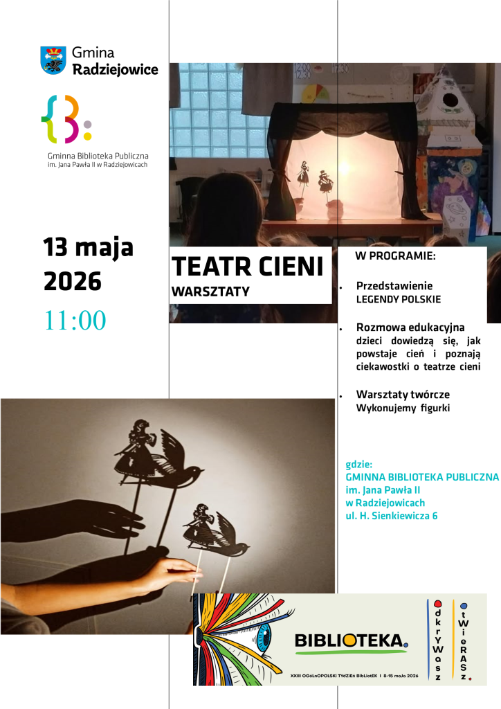 Plakat z warsztatami Teatr Cieni