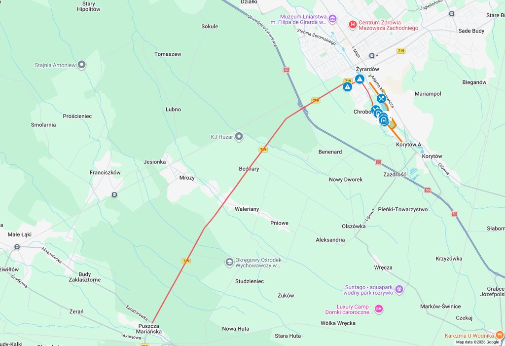 mapa trasy Garmin Iron Triathlon Żyrardów cała trasa