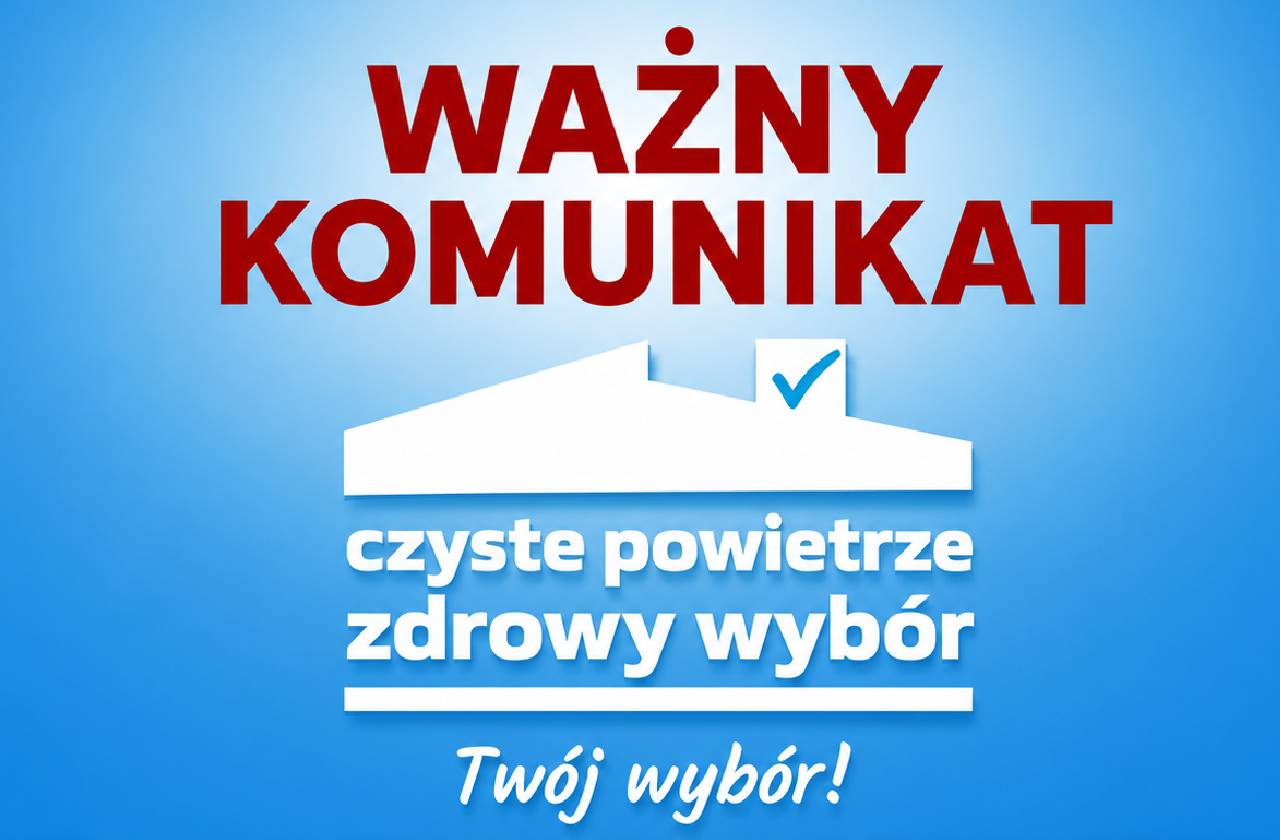 obraz wyróżniający - Grafika informacyjna programu „Czyste Powietrze” na niebieskim tle.