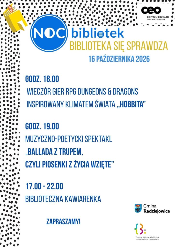 Plakat wydarzenia "Noc Bibliotek"